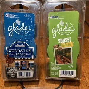 Glade Wax Melts Woodside Library/Crisp Fall Leaves/Sunset Walk (Lot of 3) NEW